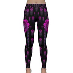 Wonderful Jungle Flowers In The Dark Classic Yoga Leggings by pepitasart