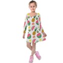 Fruits Pattern Kids  Long Sleeve Velvet Dress View1