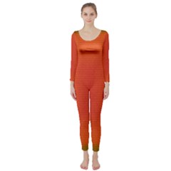 Scarlet Pimpernel Writing Orange Green Long Sleeve Catsuit by Mariart