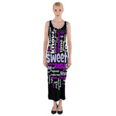 Writing Color Rainbow Sweer Love Fitted Maxi Dress by Mariart