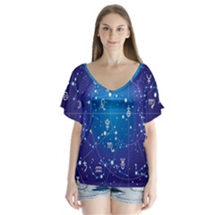 Astrology Illness Prediction Zodiac Star Flutter Sleeve Top by Mariart