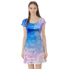 Horoscope Compatibility Love Romance Star Signs Zodiac Short Sleeve Skater Dress by Mariart