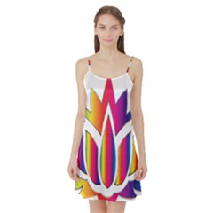 Rainbow Lotus Flower Silhouette Satin Night Slip by Nexatart