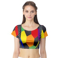 Team Soccer Coming Out Tease Ball Color Rainbow Sport Short Sleeve Crop Top (tight Fit) by Mariart