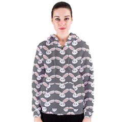 Tagged Bunny Illustrator Rabbit Animals Face Women s Zipper Hoodie by Mariart