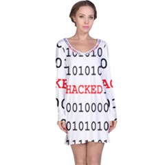 Binary Black Cyber Data Digits Long Sleeve Nightdress by Nexatart