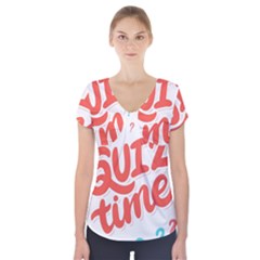 Question Mark Quiz Time Short Sleeve Front Detail Top by Mariart