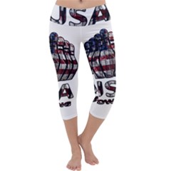 Usa Bowling  Capri Yoga Leggings by Valentinaart