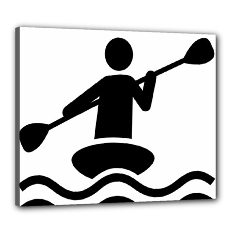 Cropped Kayak Graphic Race Paddle Black Water Sea Wave Beach Canvas 24  X 20  by Mariart