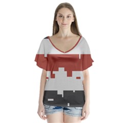 Girl Flags Plaid Red Black Flutter Sleeve Top by Mariart