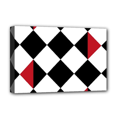 Survace Floor Plaid Bleck Red White Deluxe Canvas 18  X 12   by Mariart
