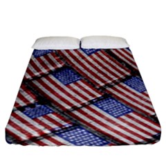 Usa Flag Grunge Pattern Fitted Sheet (king Size) by dflcprints