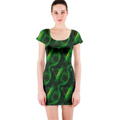 Green Eye Line Triangle Poljka Short Sleeve Bodycon Dress by Mariart