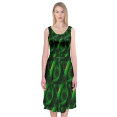 Green Eye Line Triangle Poljka Midi Sleeveless Dress by Mariart