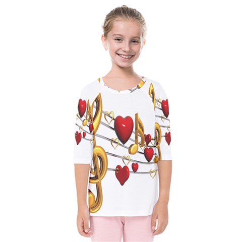 Music Notes Heart Beat Kids  Quarter Sleeve Raglan Tee by Mariart