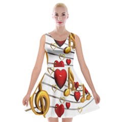 Music Notes Heart Beat Velvet Skater Dress by Mariart