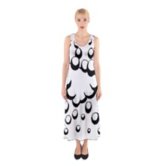 Splash Bubble Black White Polka Circle Sleeveless Maxi Dress by Mariart