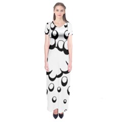 Splash Bubble Black White Polka Circle Short Sleeve Maxi Dress by Mariart