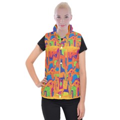 Abstract Art Women s Button Up Puffer Vest by ValentinaDesign