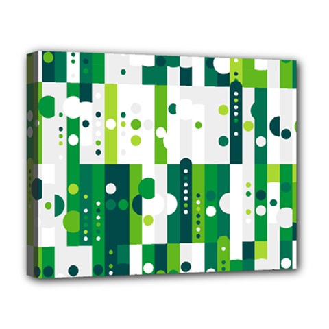 Generative Art Experiment Rectangular Circular Shapes Polka Green Vertical Deluxe Canvas 20  X 16   by Mariart