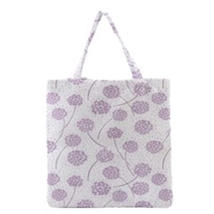 Purple Tulip Flower Floral Polkadot Polka Spot Grocery Tote Bag by Mariart