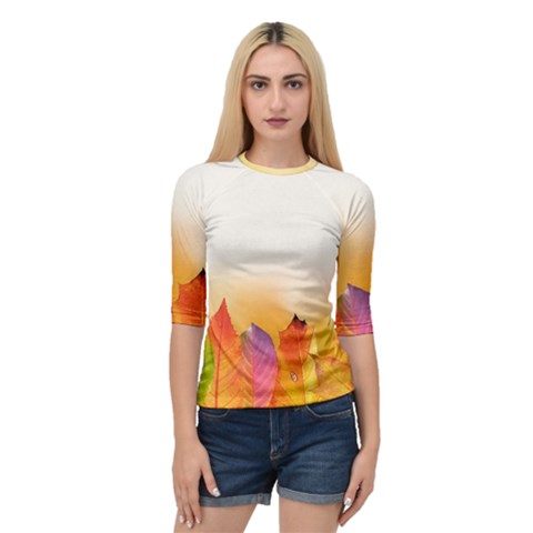 Autumn Leaves Colorful Fall Foliage Quarter Sleeve Tee by Nexatart