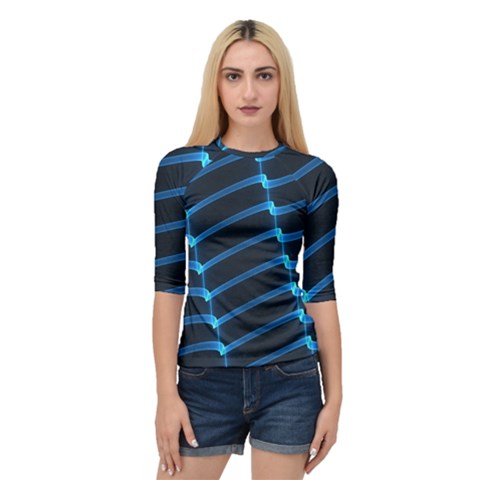 Background Light Glow Blue Quarter Sleeve Tee by Nexatart