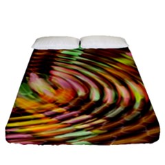 Wave Rings Circle Abstract Fitted Sheet (queen Size) by Nexatart