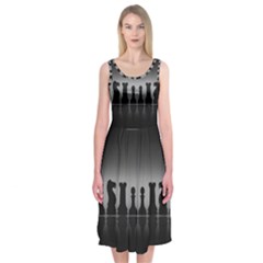 Chess Pieces Midi Sleeveless Dress by Valentinaart