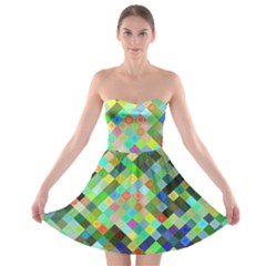 Pixel Pattern A Completely Seamless Background Design Strapless Bra Top Dress by Nexatart