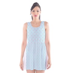 Blue Red Circle Polka Scoop Neck Skater Dress by Mariart