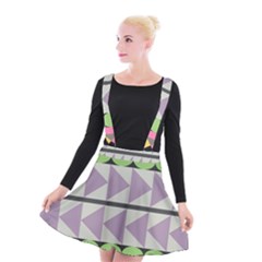 Shapes Patchwork Circle Triangle Suspender Skater Skirt by Mariart