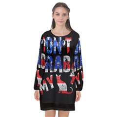 Dont Grab My Long Sleeve Chiffon Shift Dress  by Valentinaart