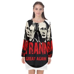 Make Tyranny Great Again Long Sleeve Chiffon Shift Dress  by Valentinaart