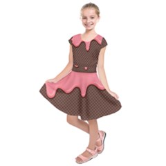 Ice Cream Pink Choholate Plaid Chevron Kids  Short Sleeve Dress by Mariart