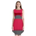 Red Gray Flag Line Horizontal Sleeveless Chiffon Dress   View1