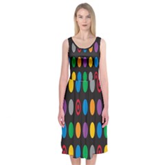 Polka Dots Rainbow Circle Midi Sleeveless Dress by Mariart