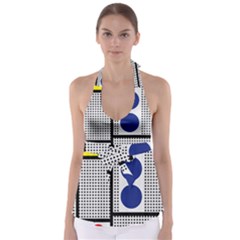 Watermark Circle Polka Dots Black Red Yellow Plaid Babydoll Tankini Top by Mariart