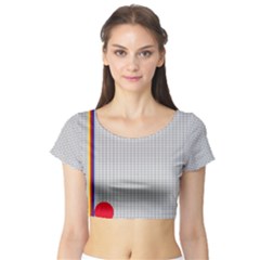 Watermark Circle Polka Dots Black Red Short Sleeve Crop Top (tight Fit) by Mariart