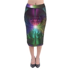 Anodized Rainbow Eyes And Metallic Fractal Flares Midi Pencil Skirt by jayaprime