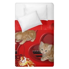 Cute, Playing Kitten With Hearts Duvet Cover Double Side (single Size) by FantasyWorld7