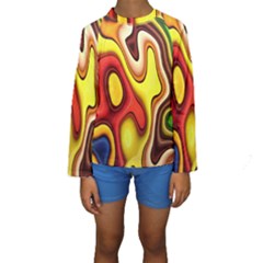 Colorful 3d Shapes                      Kid s Long Sleeve Swimwear by LalyLauraFLM