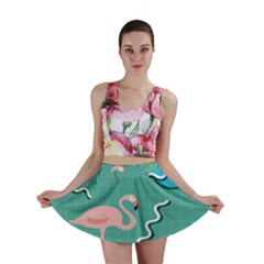 Behance Feelings Beauty Flamingo Bird Still Life Leaf Green Pink Red Mini Skirt by Mariart