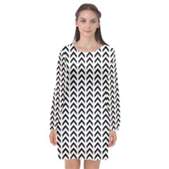 Chevron Triangle Black Long Sleeve Chiffon Shift Dress  by Mariart