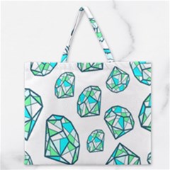 Brilliant Diamond Green Blue White Zipper Large Tote Bag by Mariart