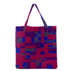 Offset Puzzle Rounded Graphic Squares In A Red And Blue Colour Set Grocery Tote Bag by Mariart