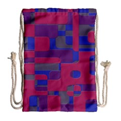 Offset Puzzle Rounded Graphic Squares In A Red And Blue Colour Set Drawstring Bag (large) by Mariart