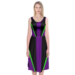 Rays Light Chevron Purple Green Black Line Midi Sleeveless Dress by Mariart