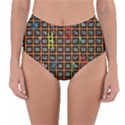 Snakes Ladders Game Plaid Number Reversible High-Waist Bikini Bottoms View1