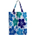 Hibiscus Flowers Green Blue White Hawaiian Zipper Classic Tote Bag View1